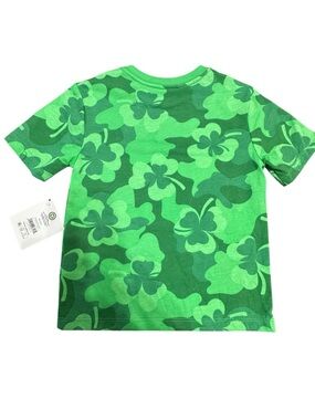 Kids Green Shamrock Camouflage Tee - Short Sleeve Cotton Top size M 8 NWT